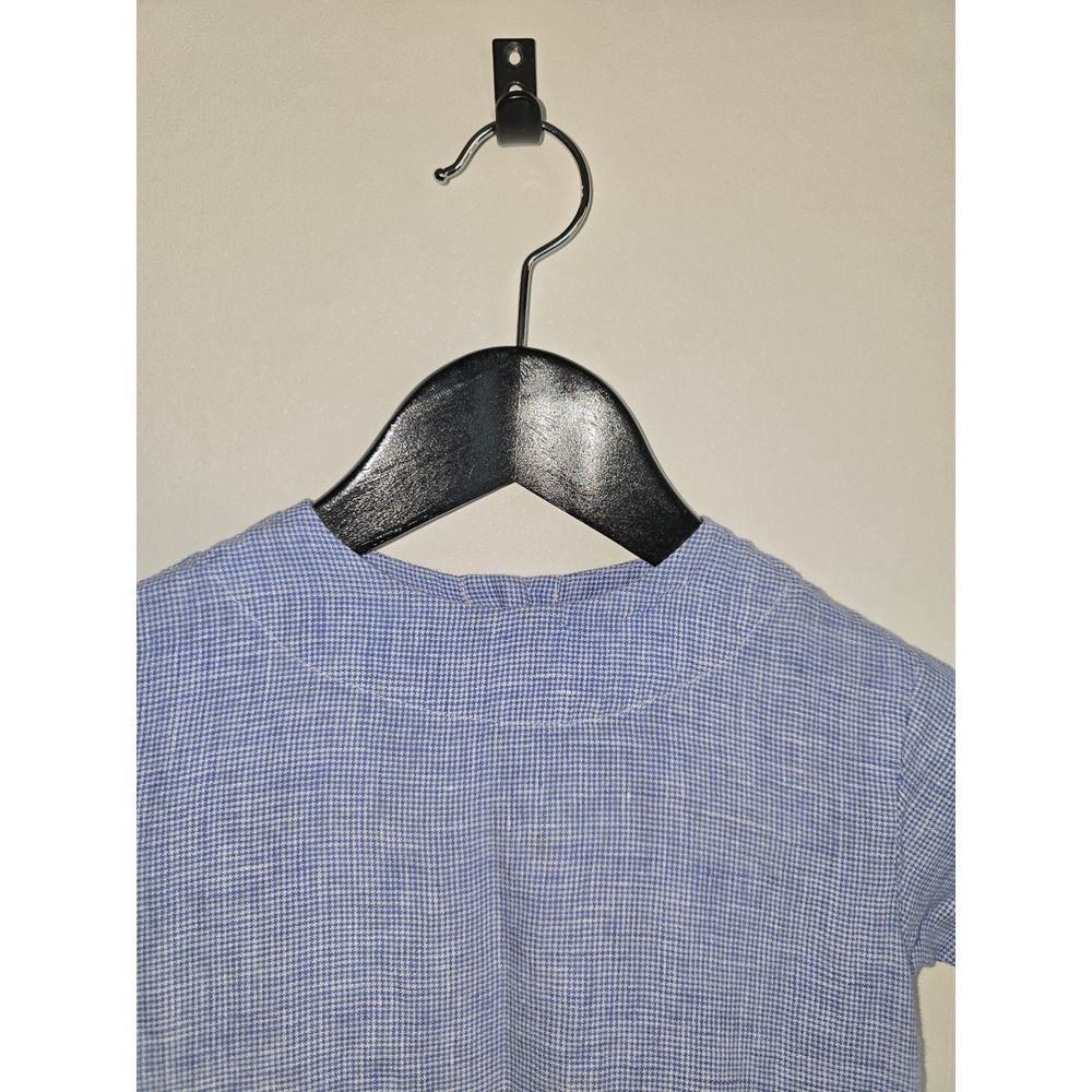 As We Grow Girls 100% Linen Dress 18 months Blue Micro Check Pockets coastal - Picture 4 of 7